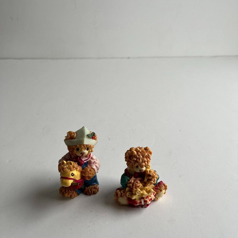 Vintage Bear Figurines - The Bearsley Family - Jeremiah & Penelope 90s Decor